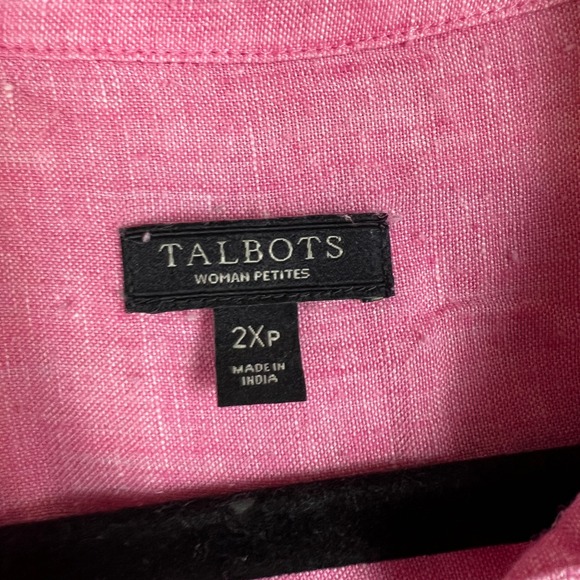 Talbots Woman 100% Linen 2XP Lagen Look Relaxed Fit Pink Button Up Shirt Preppy - Picture 3 of 10